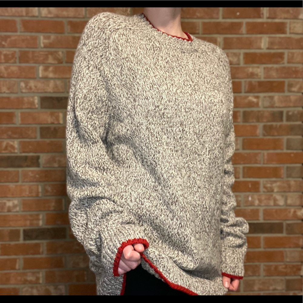 Eddie Bauer Lamb’s Wool Beige and Red Sweater Size 2XL